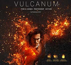 极品PS动作－烈火灰尘(含高清视频教程)：Vulcanum - Fire & Ashes Photoshop Actio